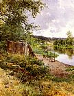 Emilio Sanchez-perrier Famous Paintings - On The River Bank